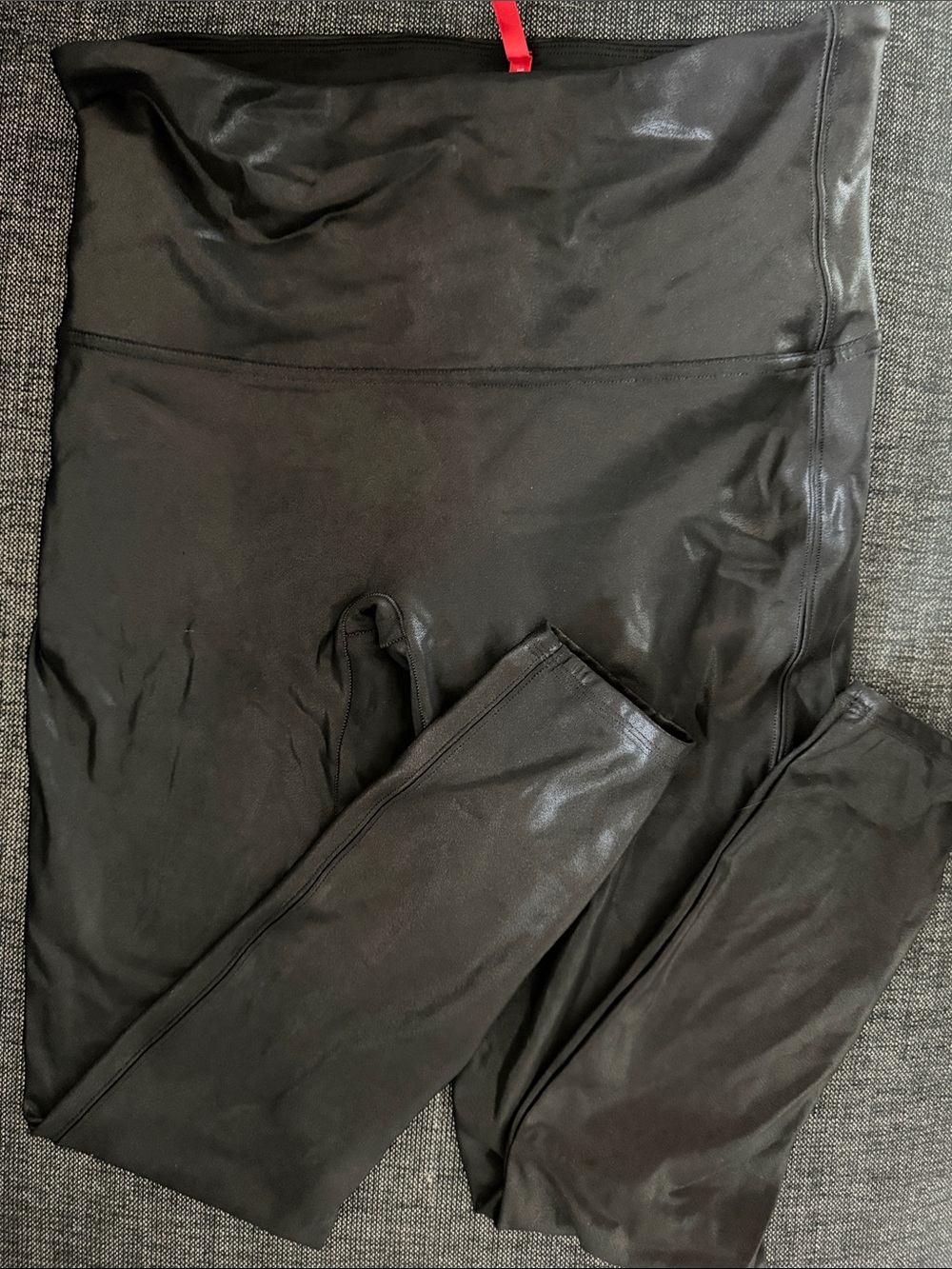 SPANX Black Faux-Leather Leggings